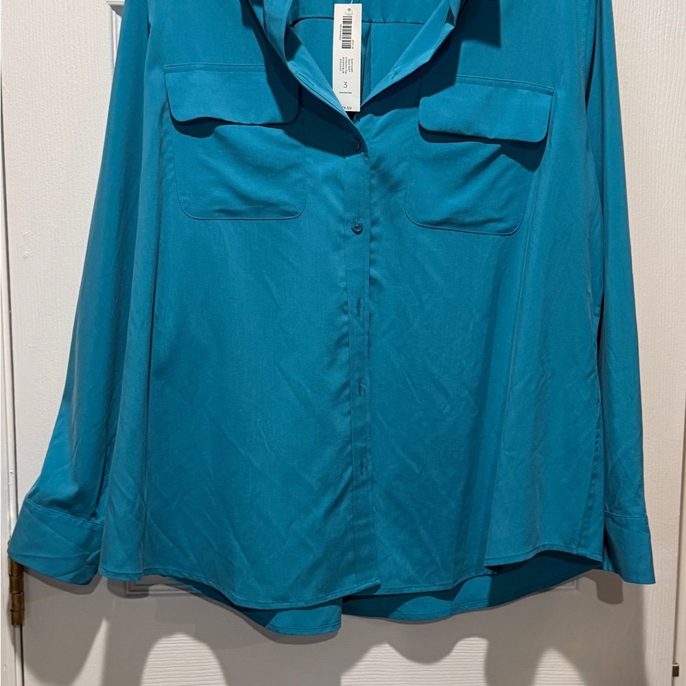 Chico's Vibrant Blue Button-Down Shirt NWT